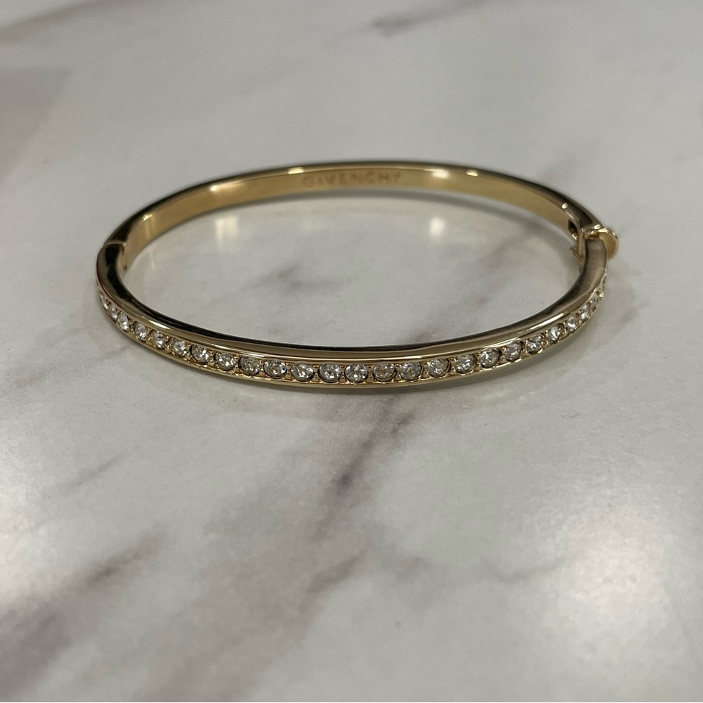Givenchy Gold Tone Bracelet With Clear Crystals